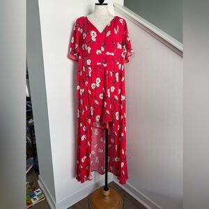 NWT Torrid Maxi Challis Walk-Through Dress romper jumper with skirt high low 20